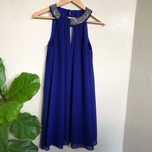 Vince Camuto Cobalt Metal Collar Halter Mini Dress